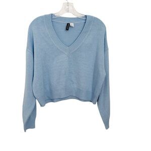 Divided Blue V-neck Long Sleeve Sweater